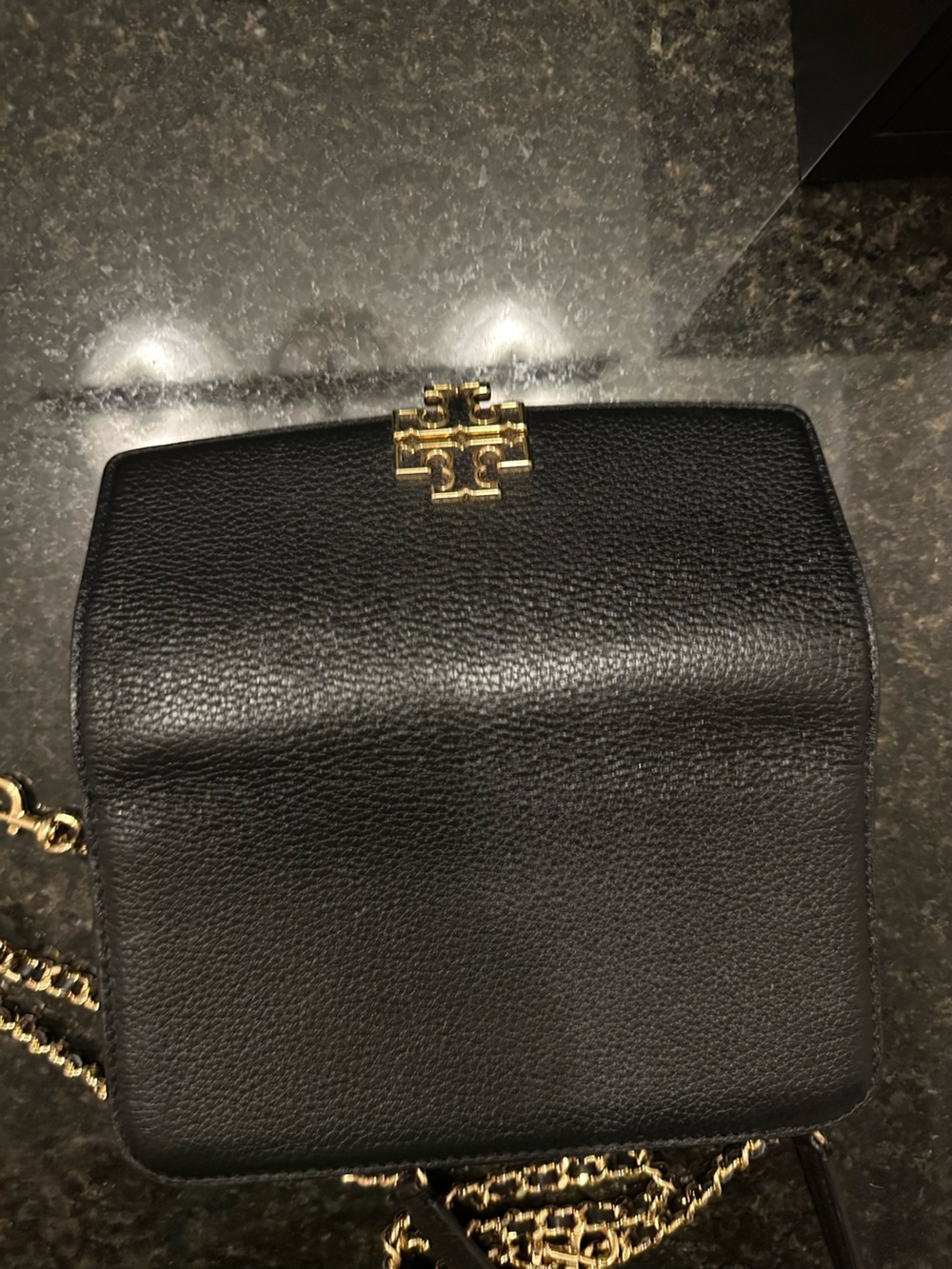 Tory Burch Black Pebbled Leather Chain Crossbody - Picture 2 of 4